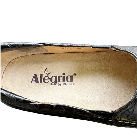 ALEGRIA Debra Black Embossed Rose Women's Eur Size 37 US 6.5 Clogs Shoes - Picture 6 of 10